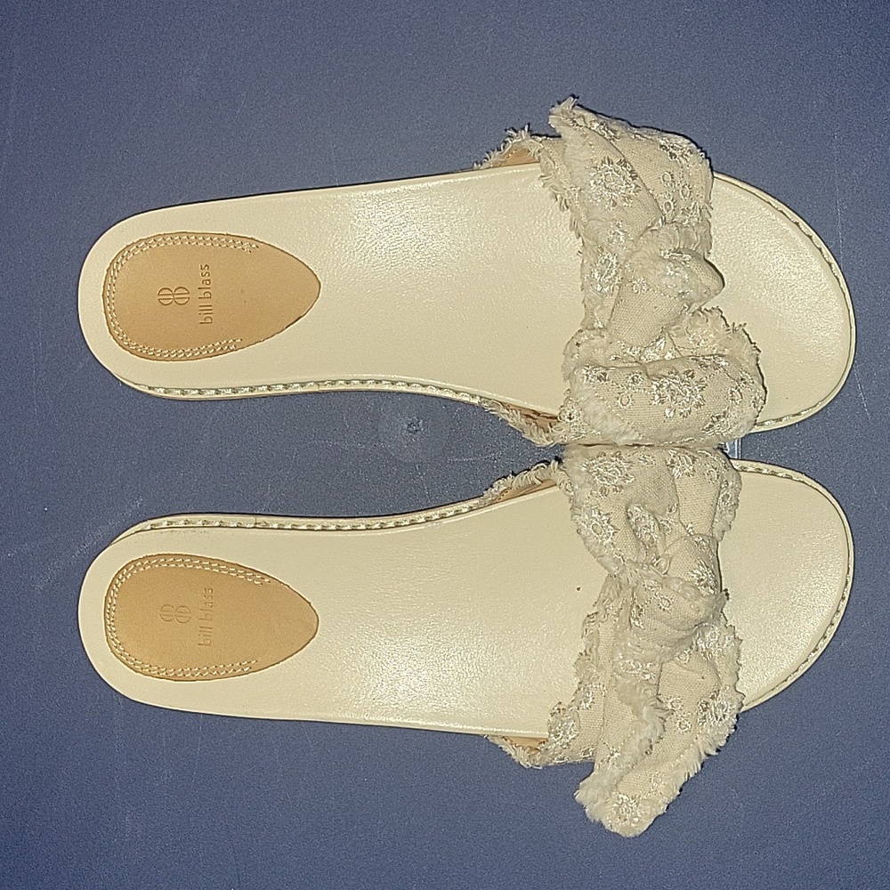 Bill Blass Beige Eyelet Sandals